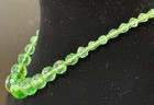 Antique Czech Green Faceted Glass Graduated Bead Necklace 15  Choker   Earrings