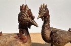 Pair Of Large Meiji Era 1868-1912 Japanese Bronze Art Phoenix 12    X 15     as Is 