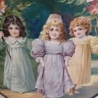Victorian Chimney Flue Cover Lithograph Art Glass 9 5  3 Girls Flowers