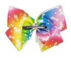 Jojo Siwa Large Cheer Hair Bow Rainbow With Stars And Unicorns 8 In One Size New