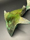 Vintage Cold-cast Bronze Blue Green Patina Flat Fish Sculpture Statue Nautical