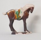 Set Of 6 Chinese Porcelain Tang Dynasty Style War Horse Equestrian Statue Figure