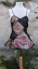 Burlesque Late 1930   s - 40   s Black Lace Over Gold Lame Costume W Gelatin Sequins