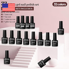 36 Pcs Gel Nail Polish Set-32 Colors Gel Polish Kit Base Coat Glossy Matte And G