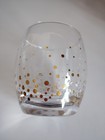 Set Of 6 Clear Glass Rocks Glasses Gold Dot Pattern Glossy Finish Decorative