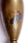 1900 s Japanese Bronze Mixed Metal Vase Crane Bird