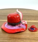 Porcelain Hinged Trinket Box Red Hat  4