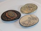 Lot Of 3 Vintage Western Belt Buckles Scrimshaw