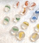 Vintage Cats Eye Marbles Lot Of 28 5 8  Clear Glass 3   4 Vane Retro Toy Game
