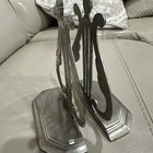 Harp Lyre Bookends Cast Metal Pair Made In India Felt Base 7    Vintage 