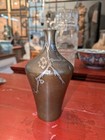 Antique Japanese Patinated Bronze With Silver Overlay