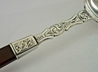 Rare Antique Dutch Solid Silver Agate Serving Basting Spoon C1870 s 10 75 Inch