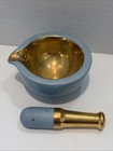Vintage Porcelaine De Paris Mortar And Pestle Set Blue Gold Gilt Apothecary