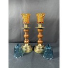 Pair Of Vintage Mid Century  Candle Holders  2 Sets Of Glass Votive Holders 