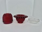 Vintage Mcm Fenton Glass Ruby Red Spiked Hobnail 3pc Fairy Lamp 7    Read