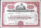 1951 Lionel Corporation Toy Trains 20 Shares Stock Certificate