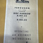 Ferguson A-bo-22 A-bo-32  3 Point Lift Type Tandem Disc Harrow Operators Manual 