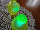 Vtg Pair Fenton Vaseline  Hobnail Uranium Perfume  Bottles W Stopper 4 25   
