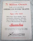 1930 Manhattan Electric Supply Co American Flyer Train Catalog Poster