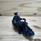 Antique Champion Blue Cast Iron Police Motorcycle Toy 5 Inches