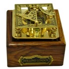 Nautical Sundial Vintage Style Maritime Antique Brass Compass With Wooden Box