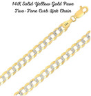 14k Yellow Gold 10  Solid White Pave Curb Link 4 6 Mm 6 Gr Chain Anklet bracelet