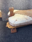 Vtg camel Saddle Stool leather ottoman rustic modern heritage Decor