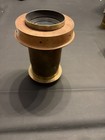 Antique Large Brass Barrel Camera Lens Iris Diaphragm Wood Mount Unmarked