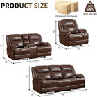 Genuine Leather Manual Recliner Sofa Furniture Set For Living Room  Included Sin