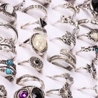 100pcs lot Bohemian Gold Silver Cz Vintage Flower Finger Rings For Women Jewelry