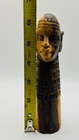 Hand Carved Wooden African Tribal Bust Sculpture Two Tone Wood Statue Benin Oba