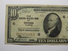  10 1929 Chicago Illinois Il National Currency Federal Reserve Bank Note Bill Vf