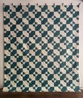 Vintage Teal White Four Leaf Clover Quilt Hand Stitched And Appliqu   84    X 71   