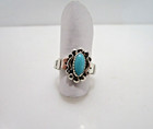 Southwestern Turquoise Small Oval Bell Trading  Child Pinky Ring Sterling Sz 4