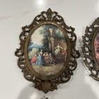Vtg 8 Brass Metal Ornate Picture Frames W  Victorian Pictures Made In Italy Read