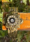 Antique Vintage 1890s - 1900s Victorian Brass Bangle Bracelet Filigree - Cool 