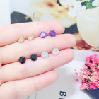 Genuine Solid 925 Sterling Silver Women Girl 4mm Round Cz Stud Earrings Gift