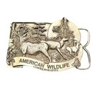 1981 Commemorative Belt Buckle Large Silver Limited Edition American Wildlife
