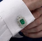Emerald Cut Lab Created Green Emerald Men s Cufflinks 925 Sterling Silver Finish