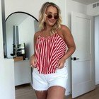 Free People We The Free Coastal Town Halter Red White Cotton Top Large New