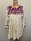 Vintage 1970s Mexican Embroidered Boho Folkloric Smock Top Colorful Hippie Large