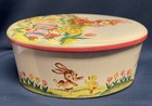 Pair Vintage Daher Oval Candy Tin Easter Bunny Chick Egg Tulip - England