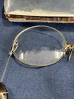 Vintage Nose Pinch Eye Glasses With Chain   Earpiece In Case