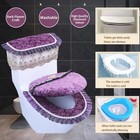 3pcs Toilet Seat Cover Set Purple Lid Tank For Bathroom 