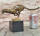 Bronze Sculpture Of Running Cheetah Leopard Modern Statue Special Patina Statue