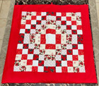 Handmade Quilt Lap Throw Blanket Christmas Wall Hanging Holiday Red Flower green
