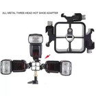 Portable Triple Hot Shoe Mount Adapter Flash Light Stand Umbrella Holder Bracket