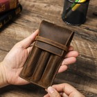Genuine Leather 3 Slots Pen Holder Case Luxury Fountain Pen Sleeve Organizer Bag