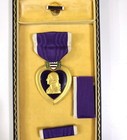 Wwii Era Us Purple Heart Medal Slot Brooch Coffin Case Ribbon Bar Lapel Pin