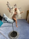 Signed Ooak Fairy Riding Moon Art Doll Sculpture Handmade Fantasy W  Stand 